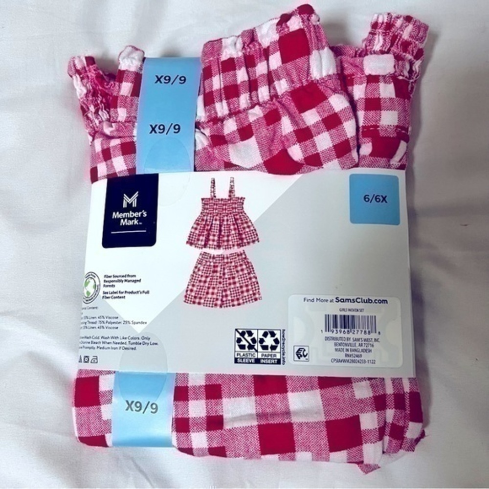 Girls 6/6x 2 Piece Outfit Red & White Striped Shorts & Tank Top